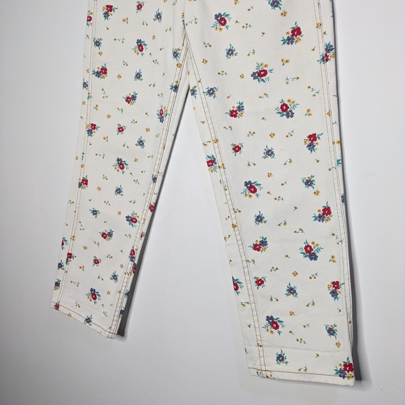 Billabong X Wrangler White Red Yellow Floral Denim Jean 25 - Picture 2 of 12